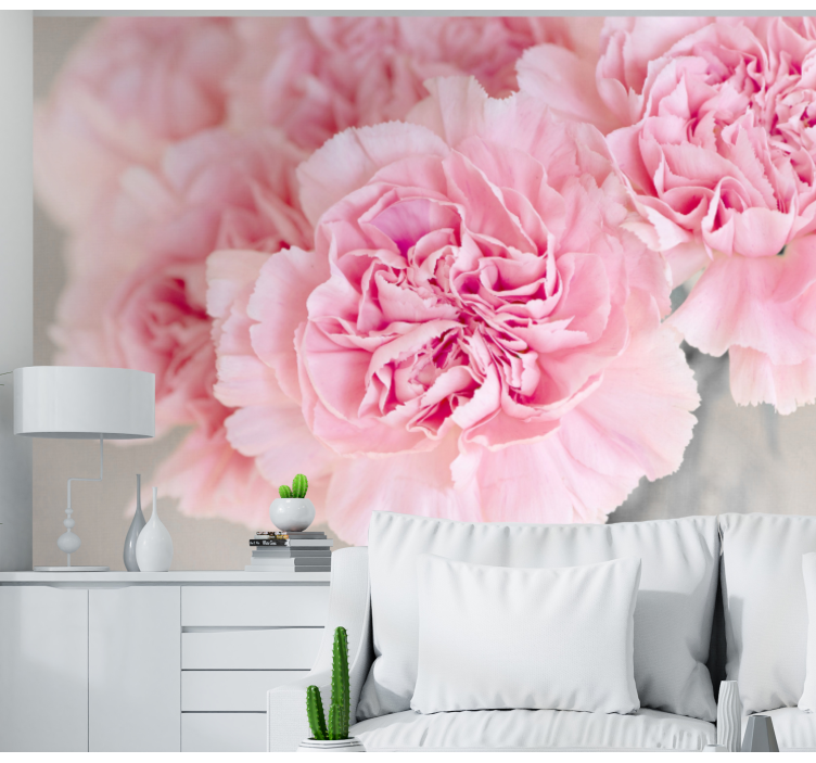 Flower wall mural lovely pink blossoms - TenStickers