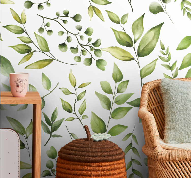 Flower wall mural lush leaf arrangement - TenStickers
