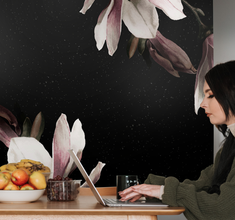 Flower wall mural magnolia floral design - TenStickers