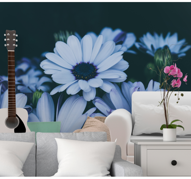 Flower wall mural serene floral design - TenStickers