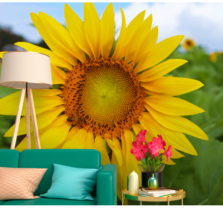 Flower wall mural sunflower blooming beauty - TenStickers