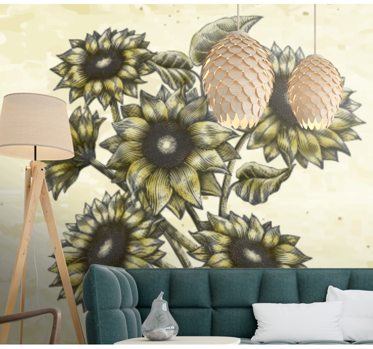 Flower wall mural sunflower floral arrangement - TenStickers
