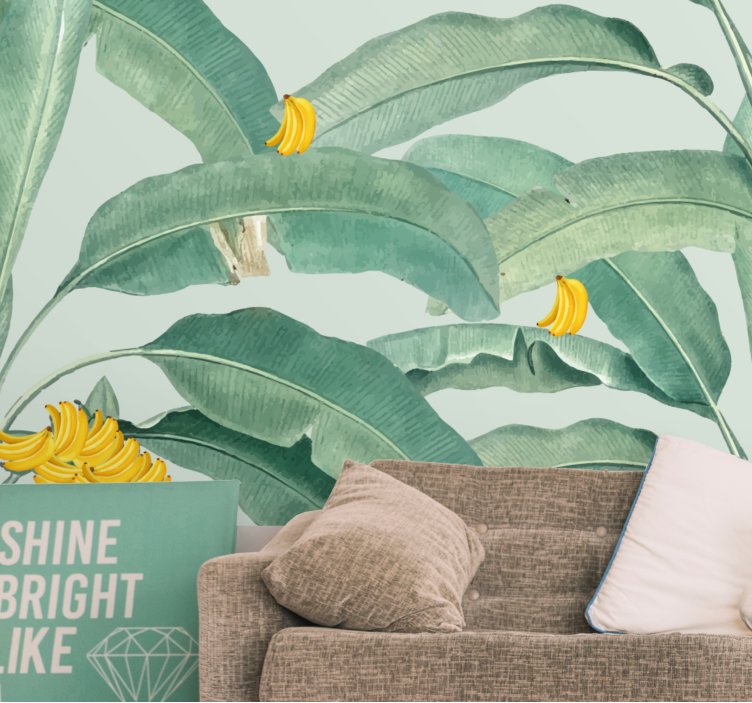 Flower wall mural tropical banana leaves - TenStickers