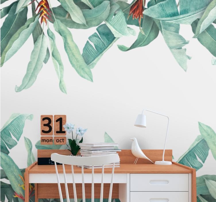 Flower wall mural tropical greenery design - TenStickers