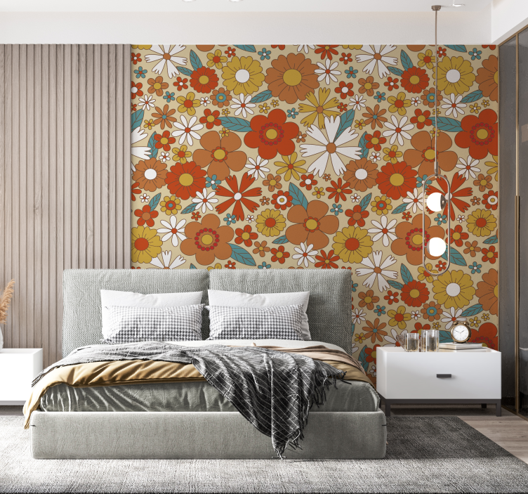 Flower wall mural vibrant floral design - TenStickers