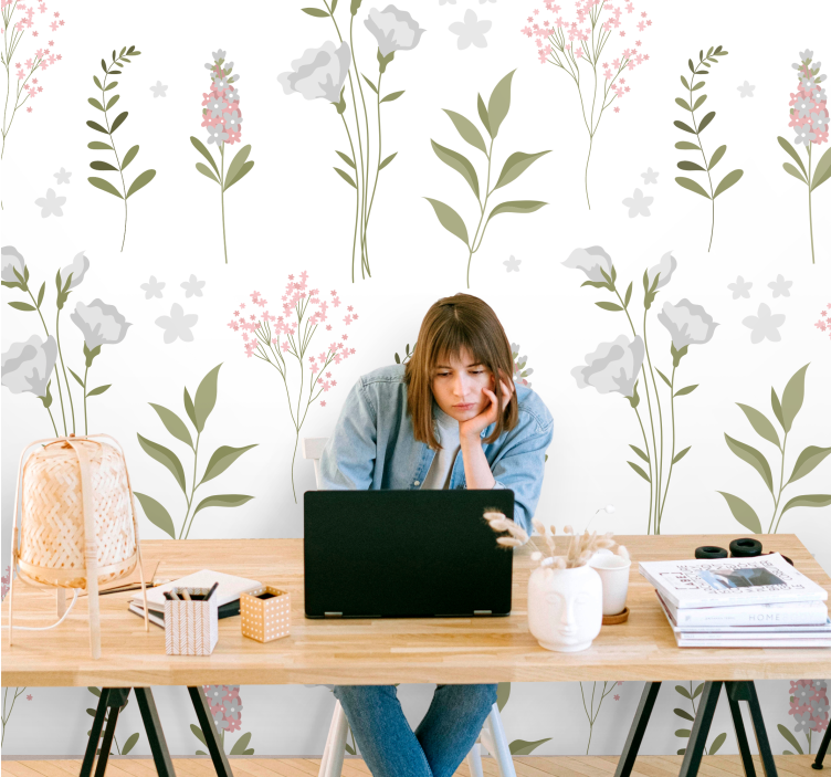 Flower wall mural with delicate floral designs - TenStickers