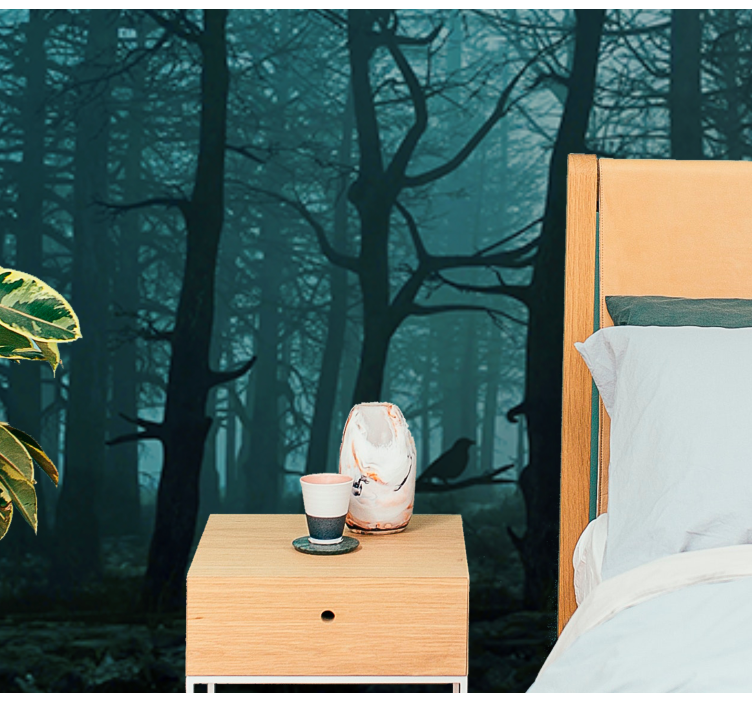 Foggy Woodland Scenery forest wall mural - TenStickers