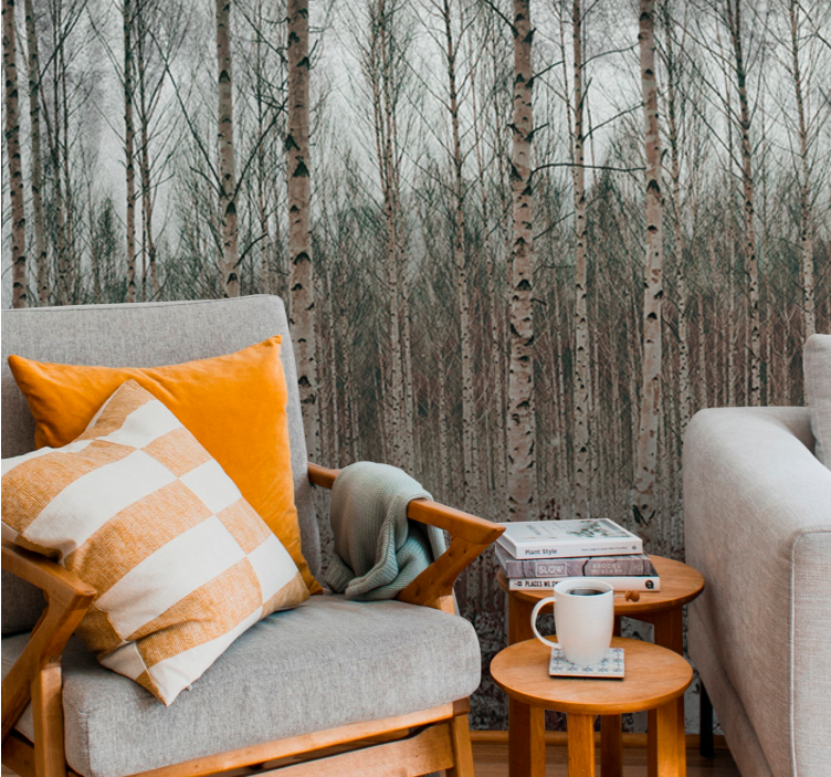 Forest wall mural birch tree landscape - TenStickers