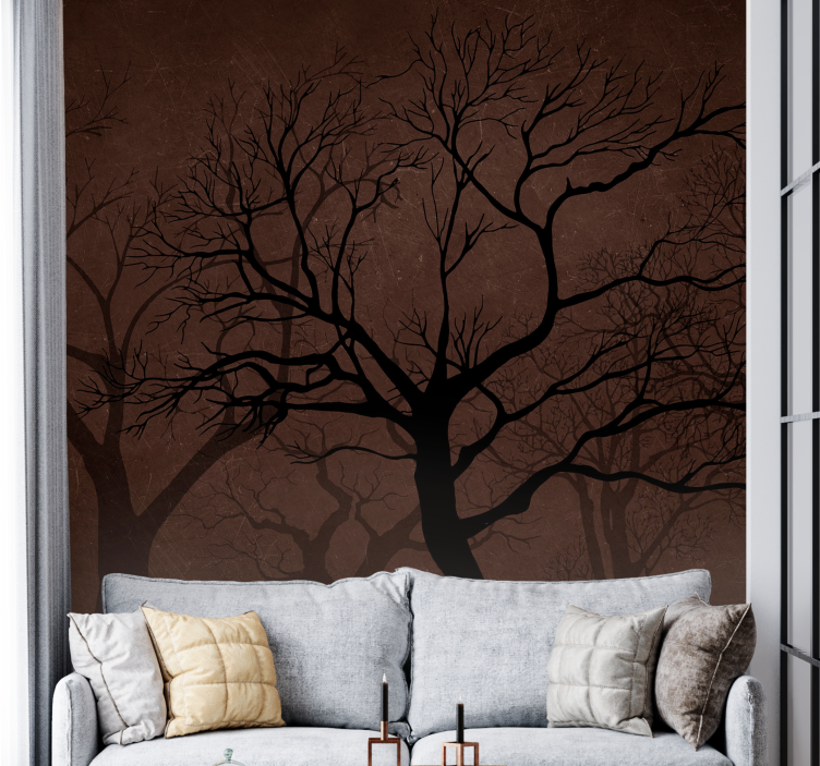 Forest wall mural dark silhouette trees - TenStickers