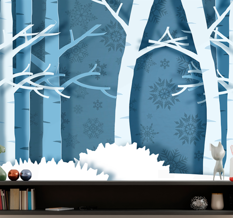 Forest wall mural icy birch trees - TenStickers