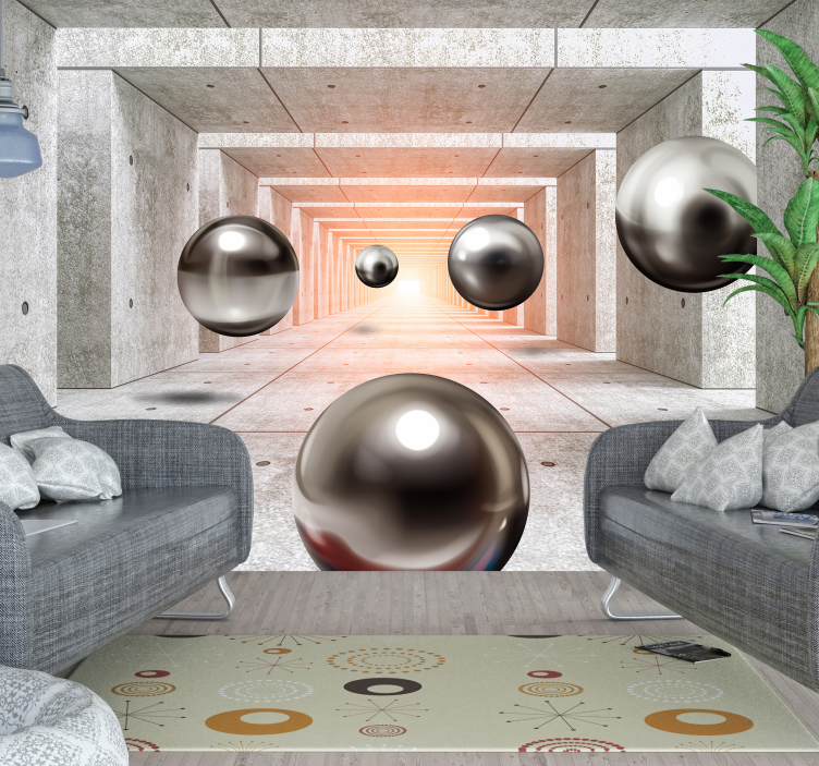 Futuristic Tunnel 3D Wall Mural - TenStickers