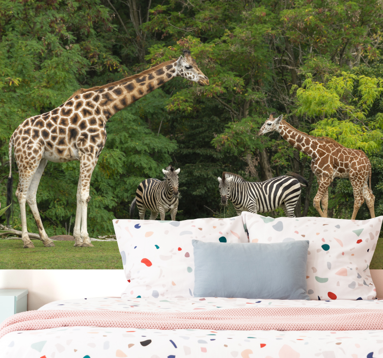 Giraffes and Zebras animals wall mural - TenStickers