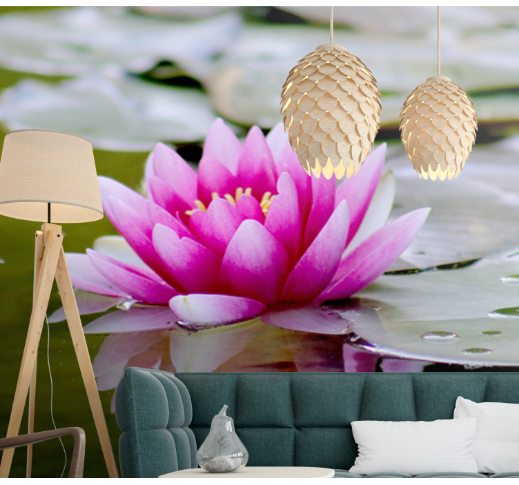 Graceful Pink Lotus flower wall mural - TenStickers