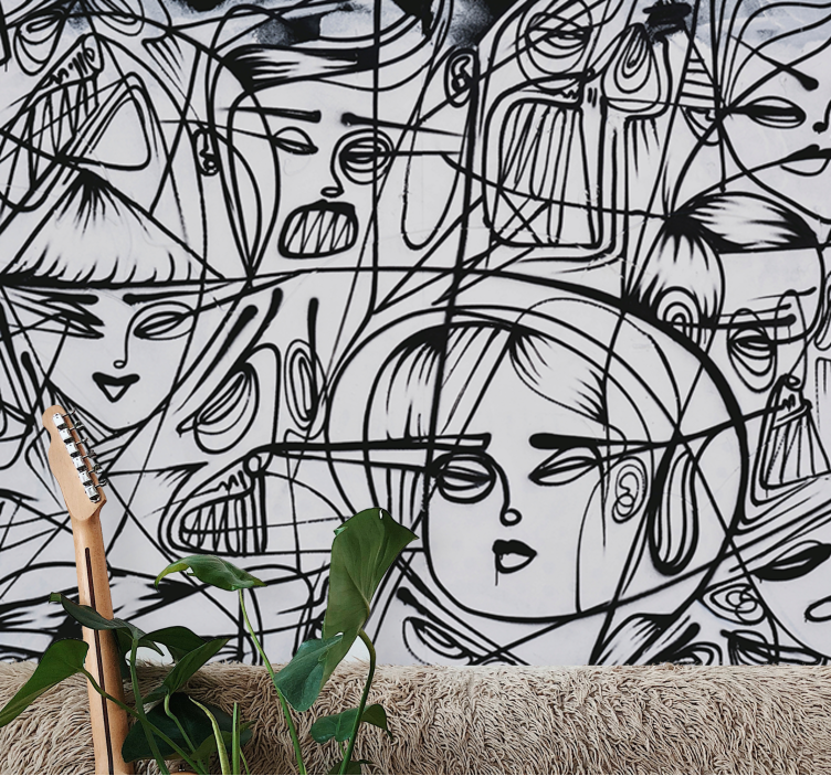 Graffiti wall mural abstract expression faces - TenStickers