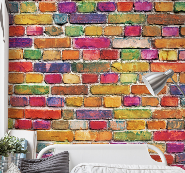 Graffiti wall mural colorful brick design - TenStickers
