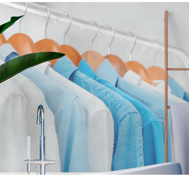 Hanging Blue Shirts texture wall mural - TenStickers