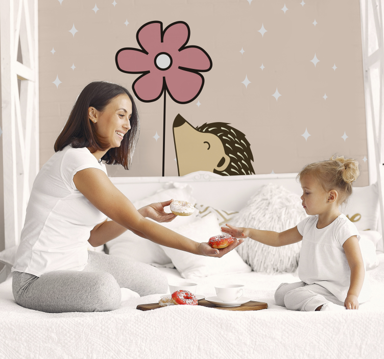 Hedgehog and Flower animals wall mural - TenStickers