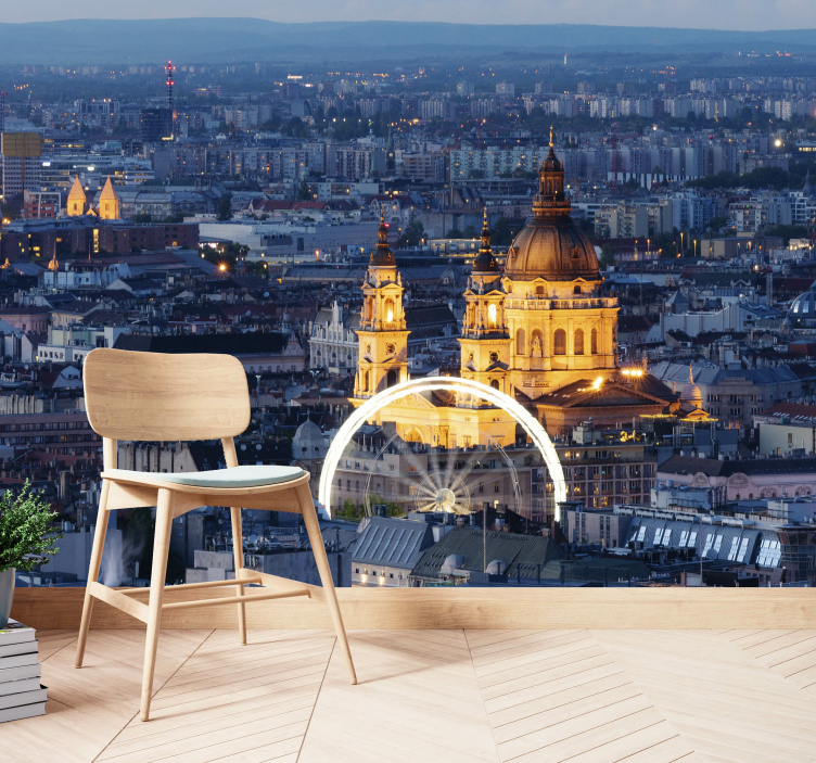 Historic Budapest Nightscape city wall mural - TenStickers