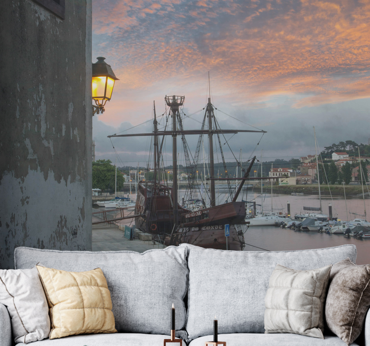 Historic Ship Harbor city wall mural - TenStickers