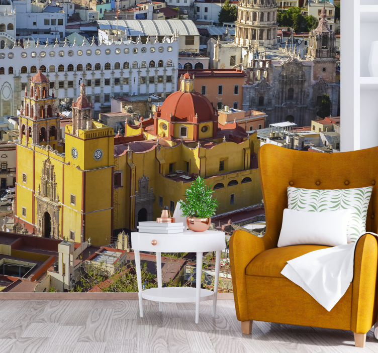 Historic Yellow Cathedral city wall mural - TenStickers