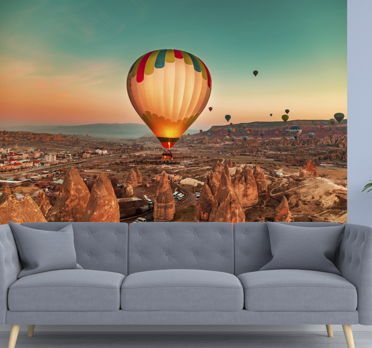 Hot Air Balloon Desert Wall Mural - TenStickers