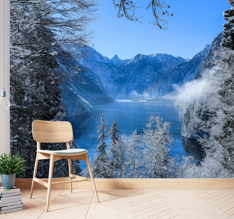 Icy alpine lake landscape wall mural - TenStickers