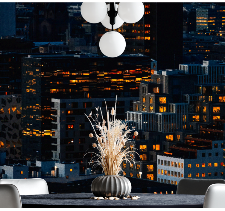 Illuminated Cityscape Evenings city wall mural - TenStickers