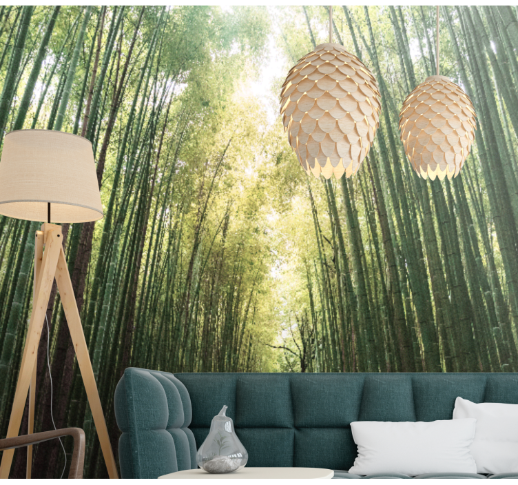 Jungle wall mural bamboo grove path - TenStickers