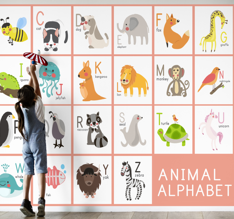Kids Murals animal alphabet names - TenStickers