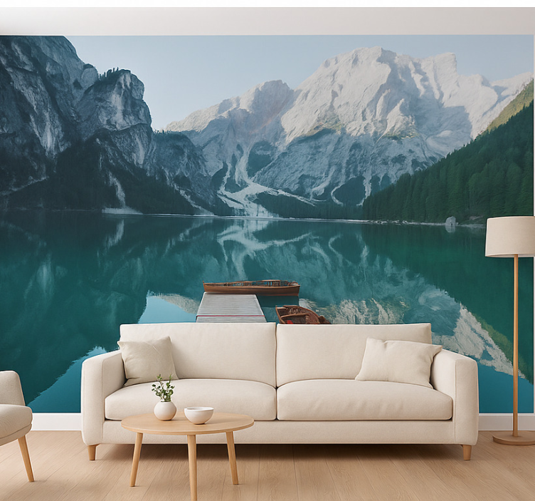 Lago di Braies, Dolomites wall mural mountain - TenStickers