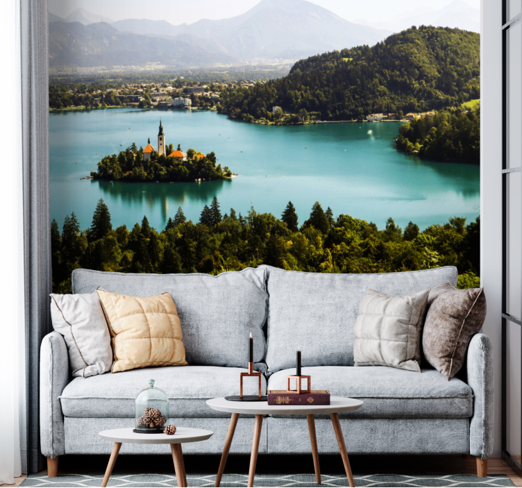 Landscape wall mural bled lake island - TenStickers