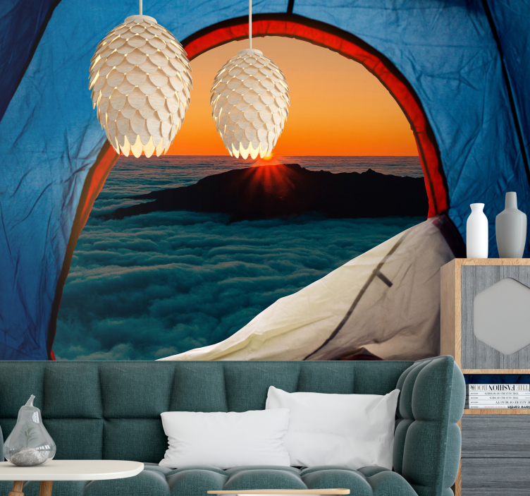 Landscape wall mural mountain dusk view - TenStickers