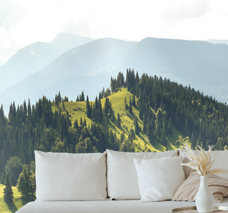 Landscape wall mural mountain forest scene - TenStickers