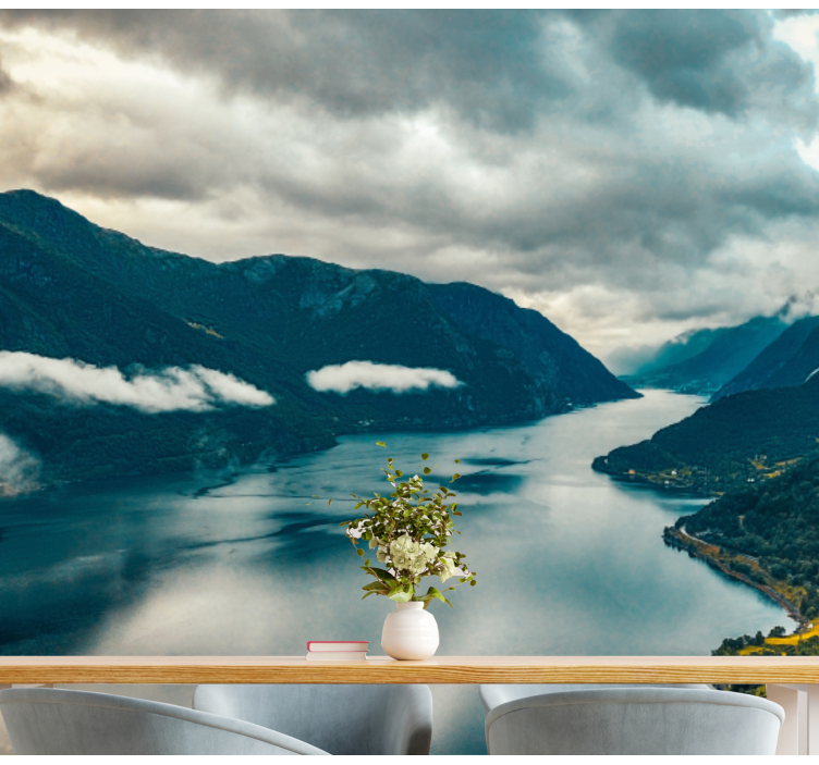 Landscape wall mural mountain lake reflection - TenStickers