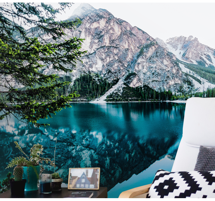 Landscape wall mural mountain reflection lake - TenStickers