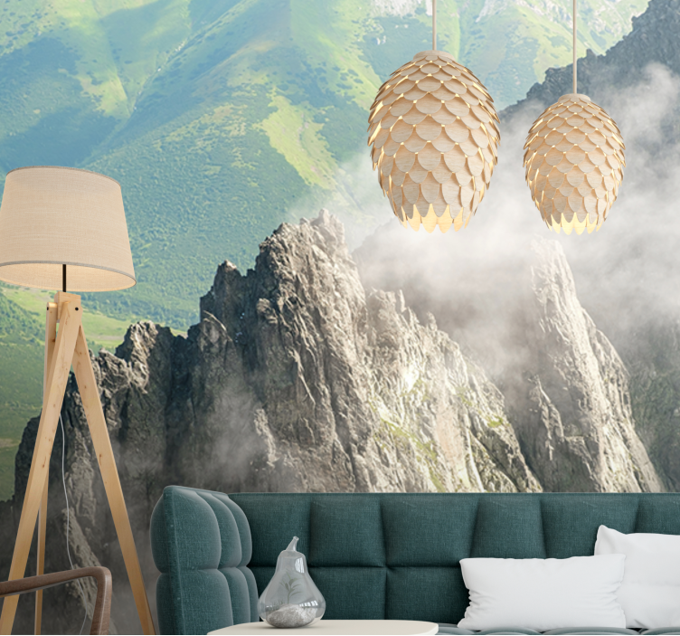 Landscape wall mural mountainous green ranges - TenStickers