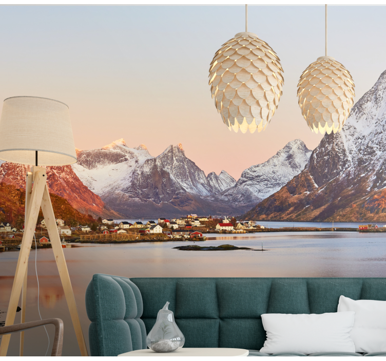 Landscape wall mural mountainous seaside calm - TenStickers