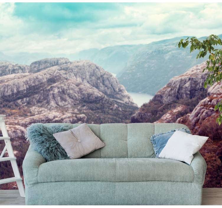 Landscape wall mural mountainous terrain view - TenStickers