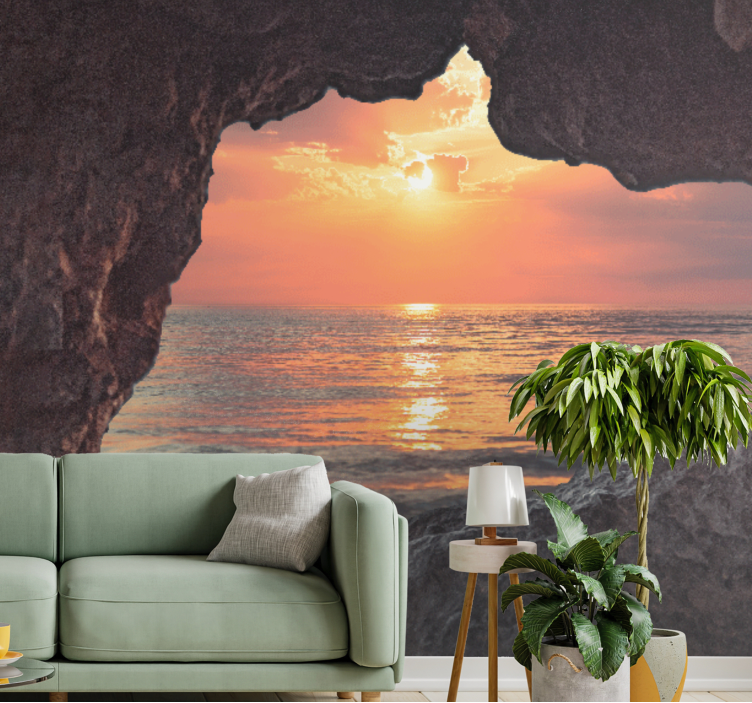 Landscape wall mural ocean sunset view - TenStickers