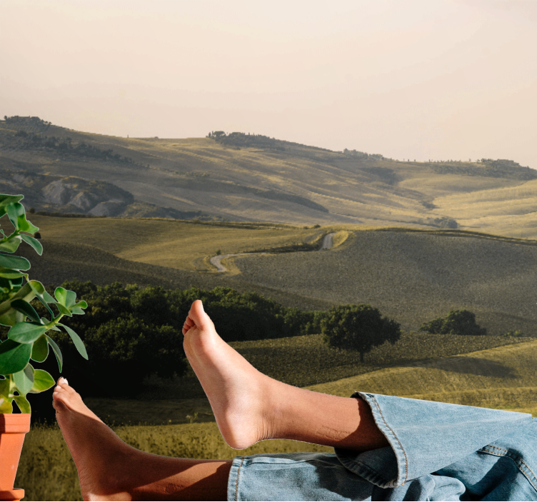 Landscape wall mural rolling hills scenery - TenStickers