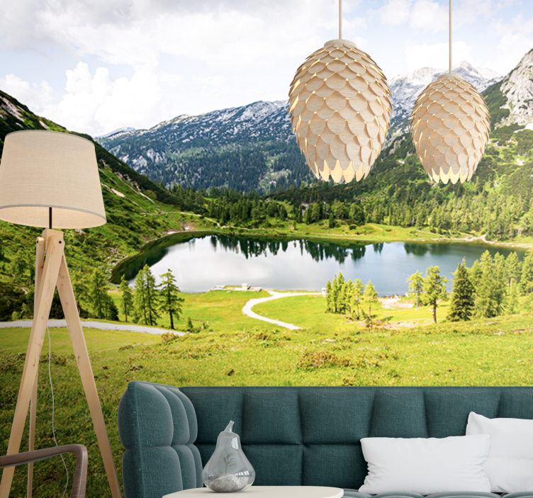Landscape wall mural scenic alpine view - TenStickers