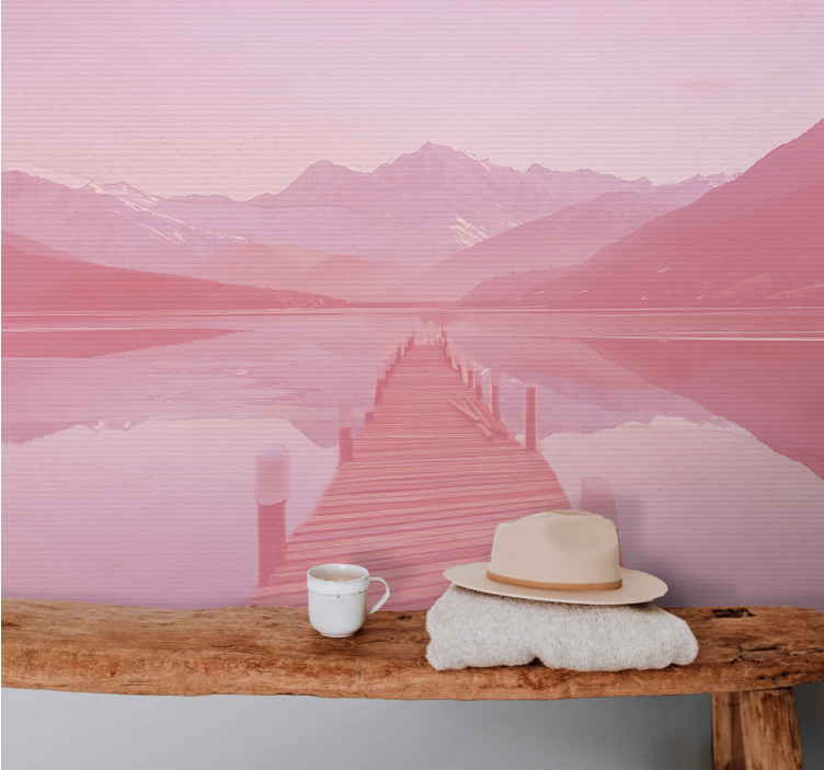 Landscape wall mural serene lake view - TenStickers