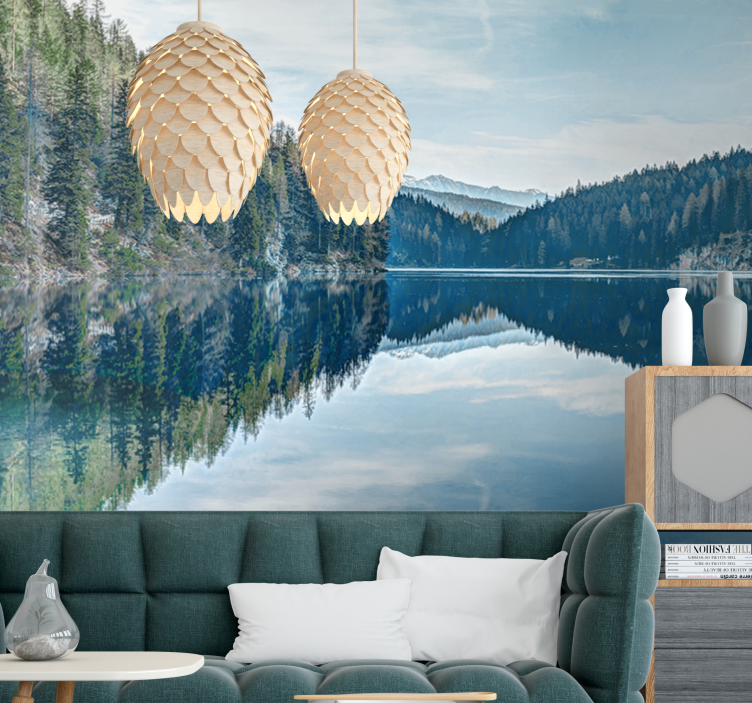 Landscape wall mural serene mountain reflection - TenStickers