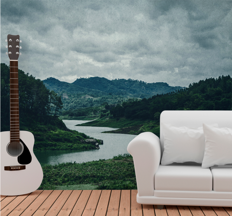 Landscape wall mural serene waterway scene - TenStickers