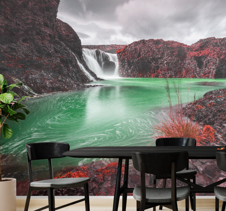 Landscape wall mural waterfall and lagoon - TenStickers