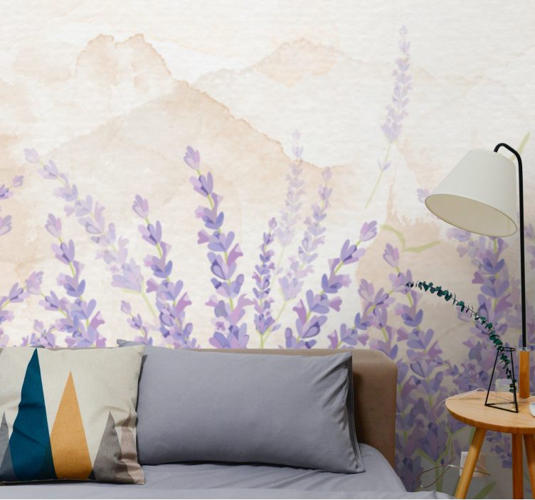 Lavender Fields Scene flower wall mural - TenStickers