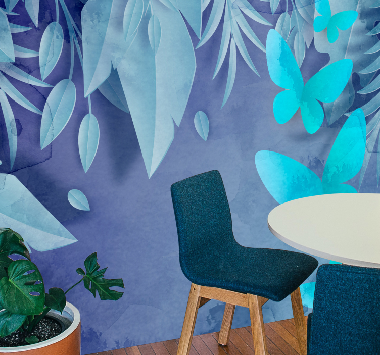 Leafy Butterflies Design wall mural nature - TenStickers