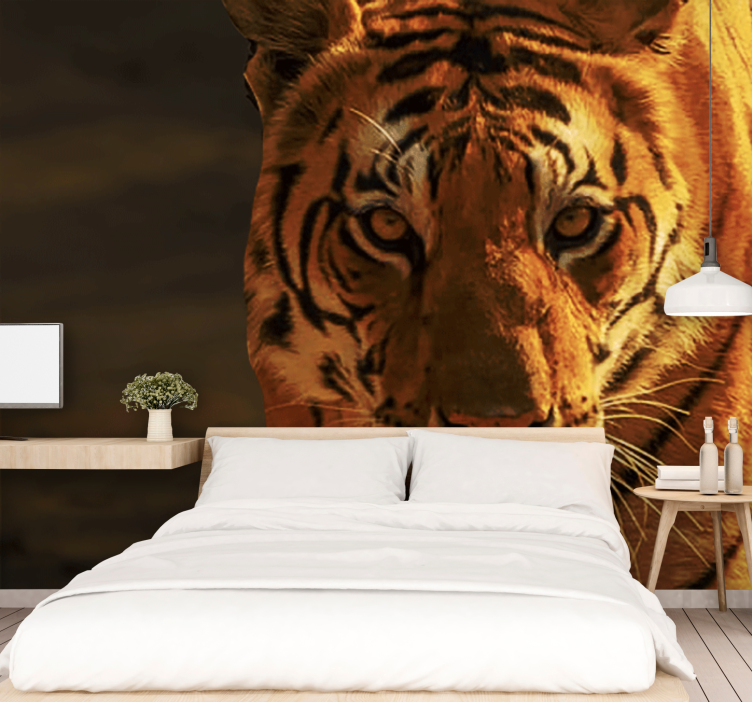 Lion wall mural majestic tiger stare - TenStickers