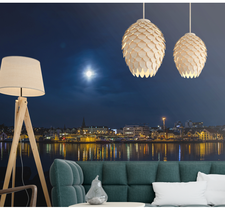 Moonlit Urban Echoes city wall mural - TenStickers