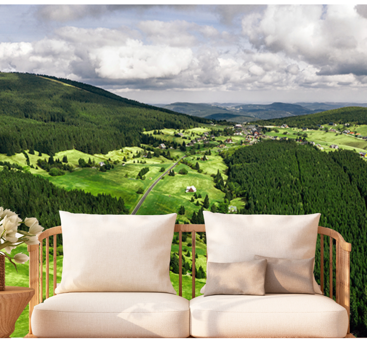Lush Green Hills landscape wall mural - TenStickers